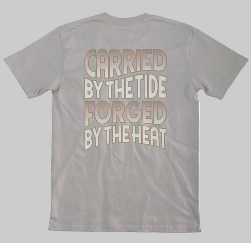 Back print of the Carried by the Tide Classic Tee in Bone. 