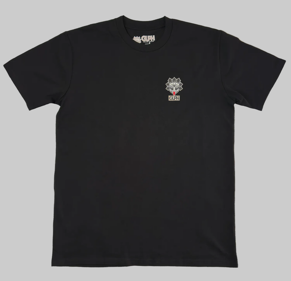 The front of the Cactus Bloom Classic Tee in Black with the GUPHI logo over the left chest.