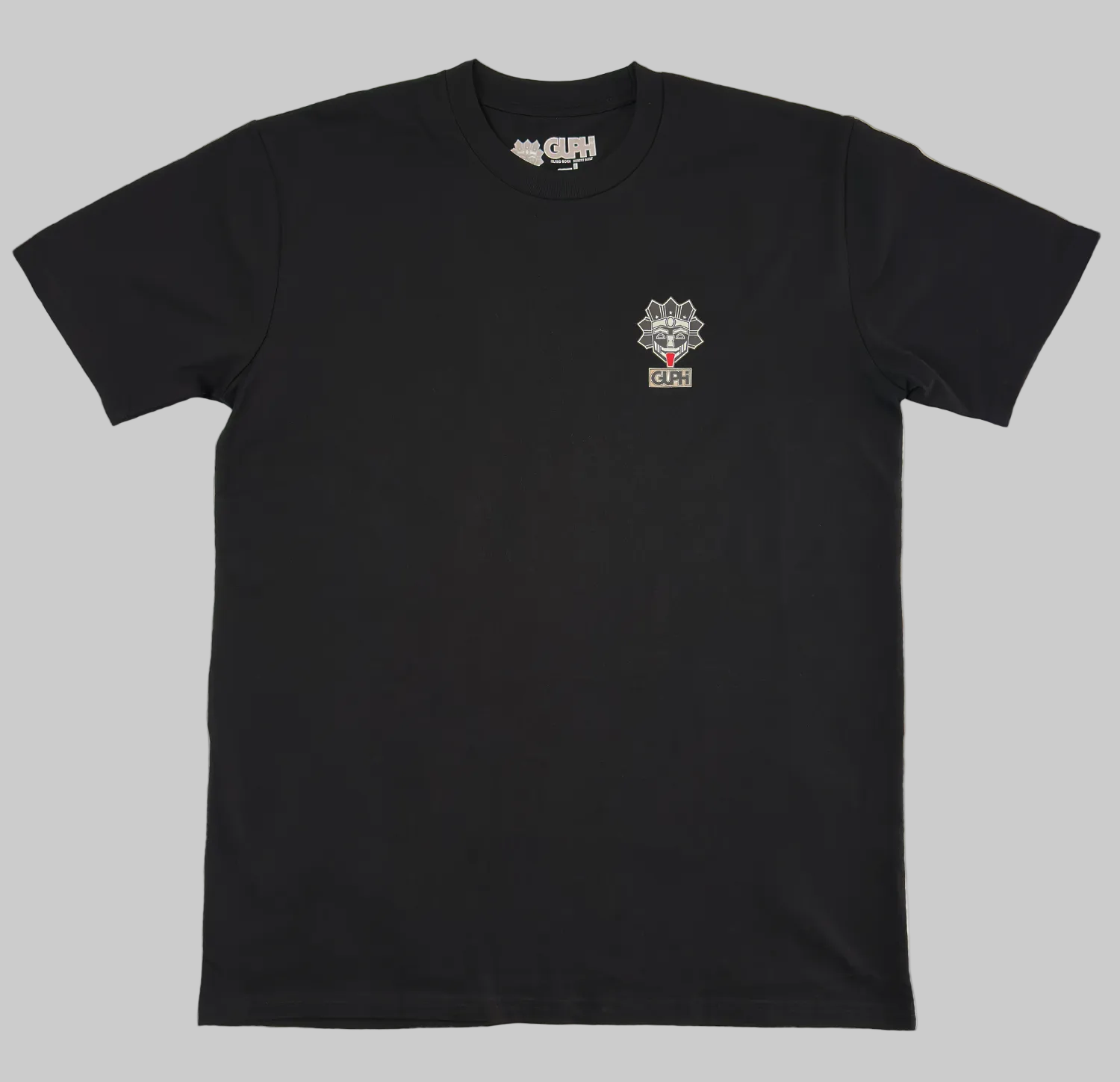 The front of the Cactus Bloom Classic Tee in Black with the GUPHI logo over the left chest.