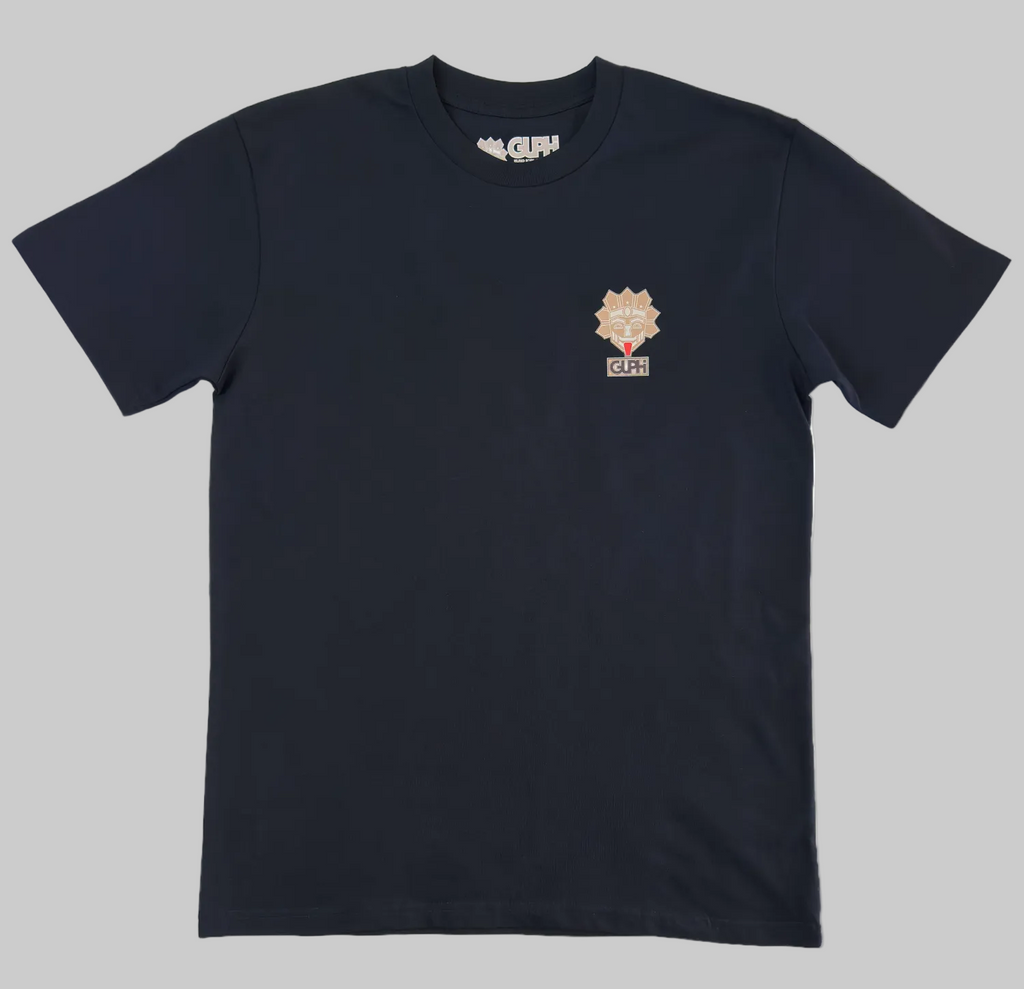 The front of the Cactus Bloom Classic Tee in Navy with the GUPHI logo over the left chest.